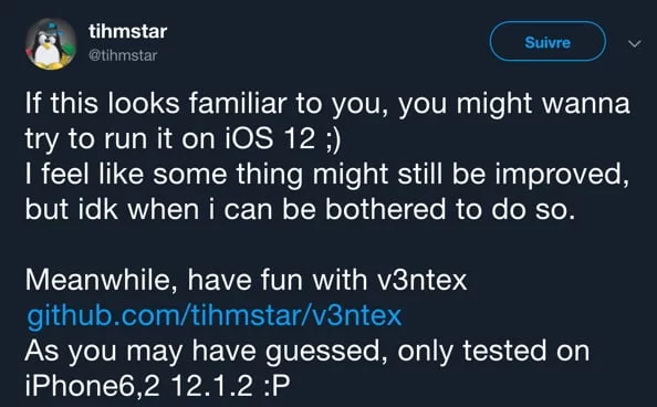 tihmstar exploit v3ntex jailbreak ios 12