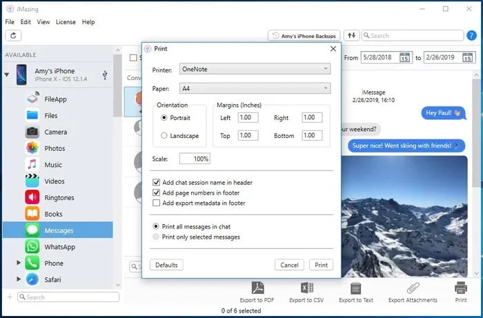 imprimer piece jointe whatsapp avec imazing