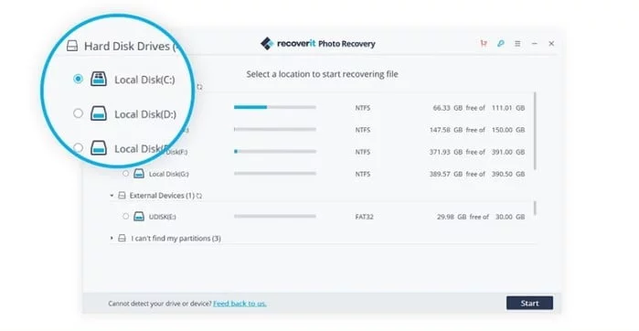 scan disk avec wondershare recoverit