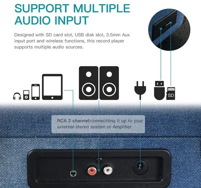 sortie audio usb platine vinyle bluetooth dodocool da187