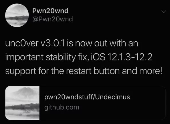 jailbreak unc0ver v3.0.1