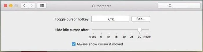 masquer pointeur souris macos avec cursorcerer