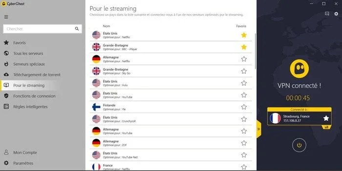 debloquer service streaming avec vpn cyberghost