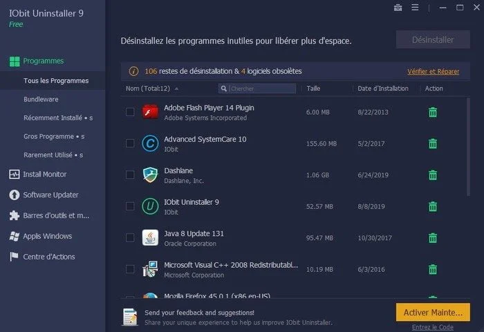 desinstaller programmes windows iobit uninstaller 9