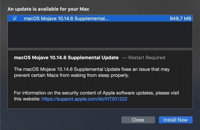 macos mojave 10.14.6 mise a jour supplementaire