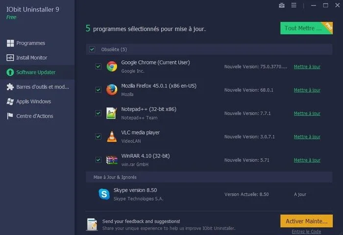 mettre a jour applications windows avec iobit uninstaller 9