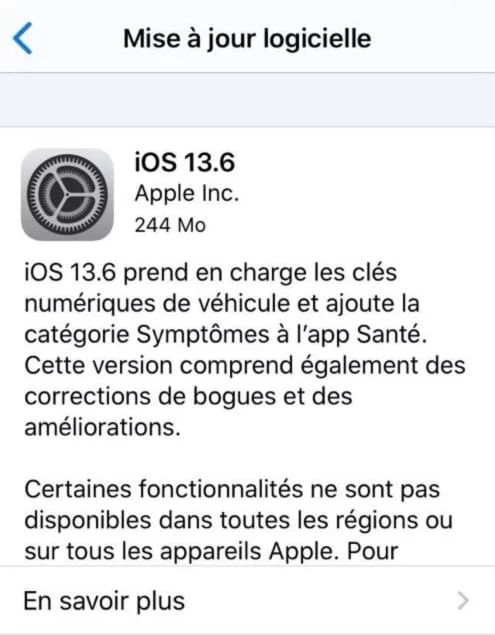 Mise A Jour Apple Ios 13.6