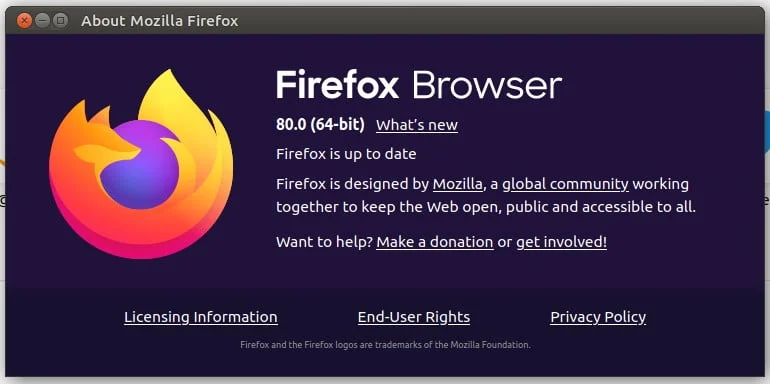 Navigateur Mozilla Firefox 80