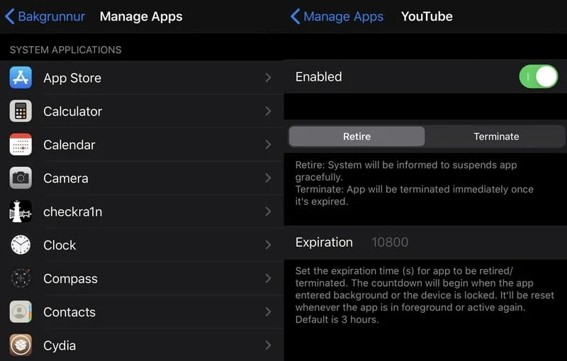 Reglages Fonctionnalite Tweak Jailbreak Bakgrunnur