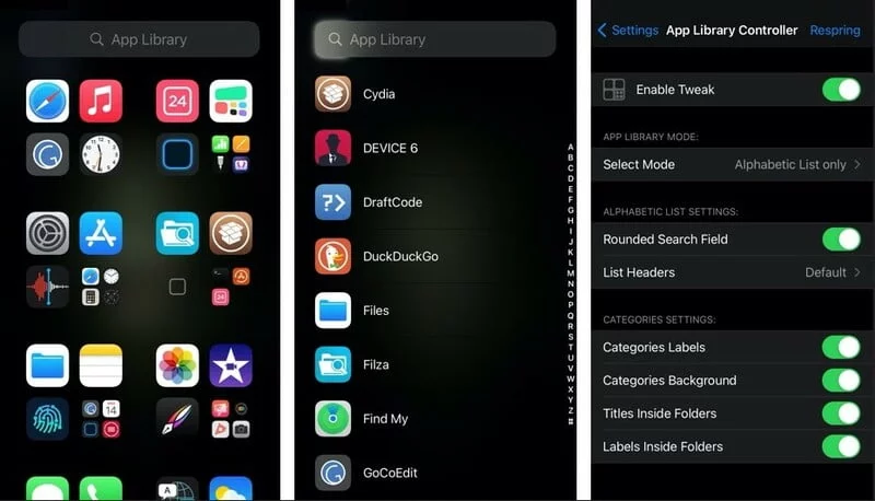 Tweak App Library Controller Controler Bibliotheque Apps Ios 14