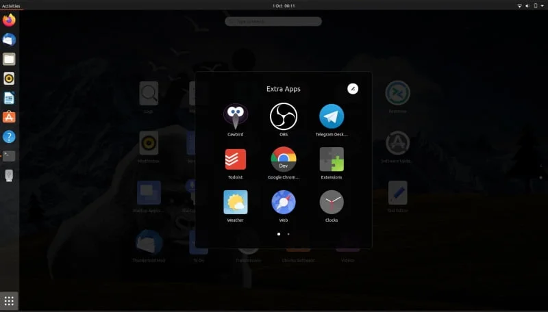 Ubuntu 20.10 Gnome 3.38