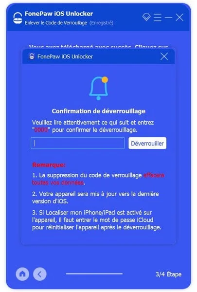 Fonepaw Ios Unlocker Confirmation Deverrouillage Iphone