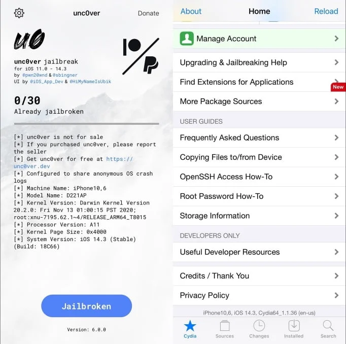 unc0ver jailbreak ios 14.3 iphone 12