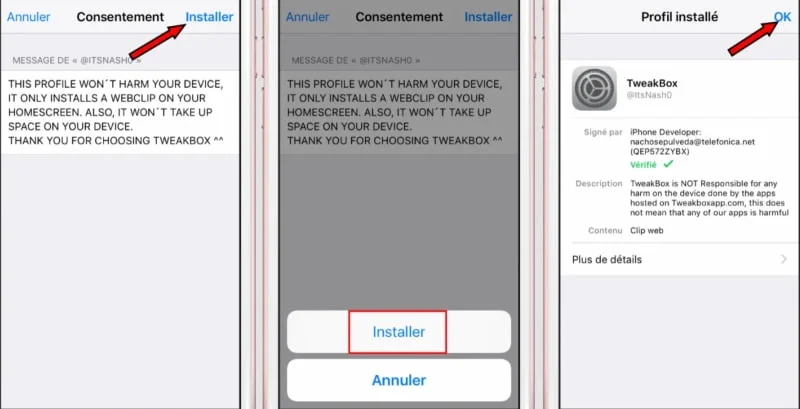 installer profil tweakbox sur iphone