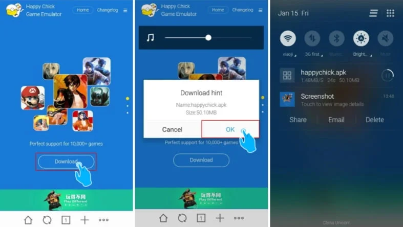 tutoriel installer emulteur happy chick android ios