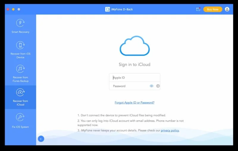 imyfone d back recuperation donnees iphone depuis compte icloud