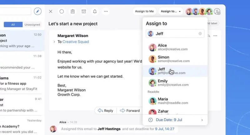 spark boite mail partage