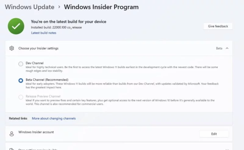 windows 11 insider programme beta