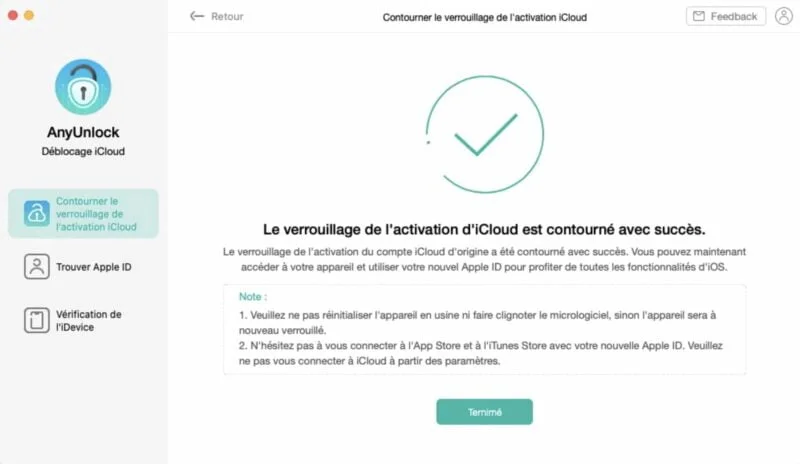 verrouillage activation icloud resolu