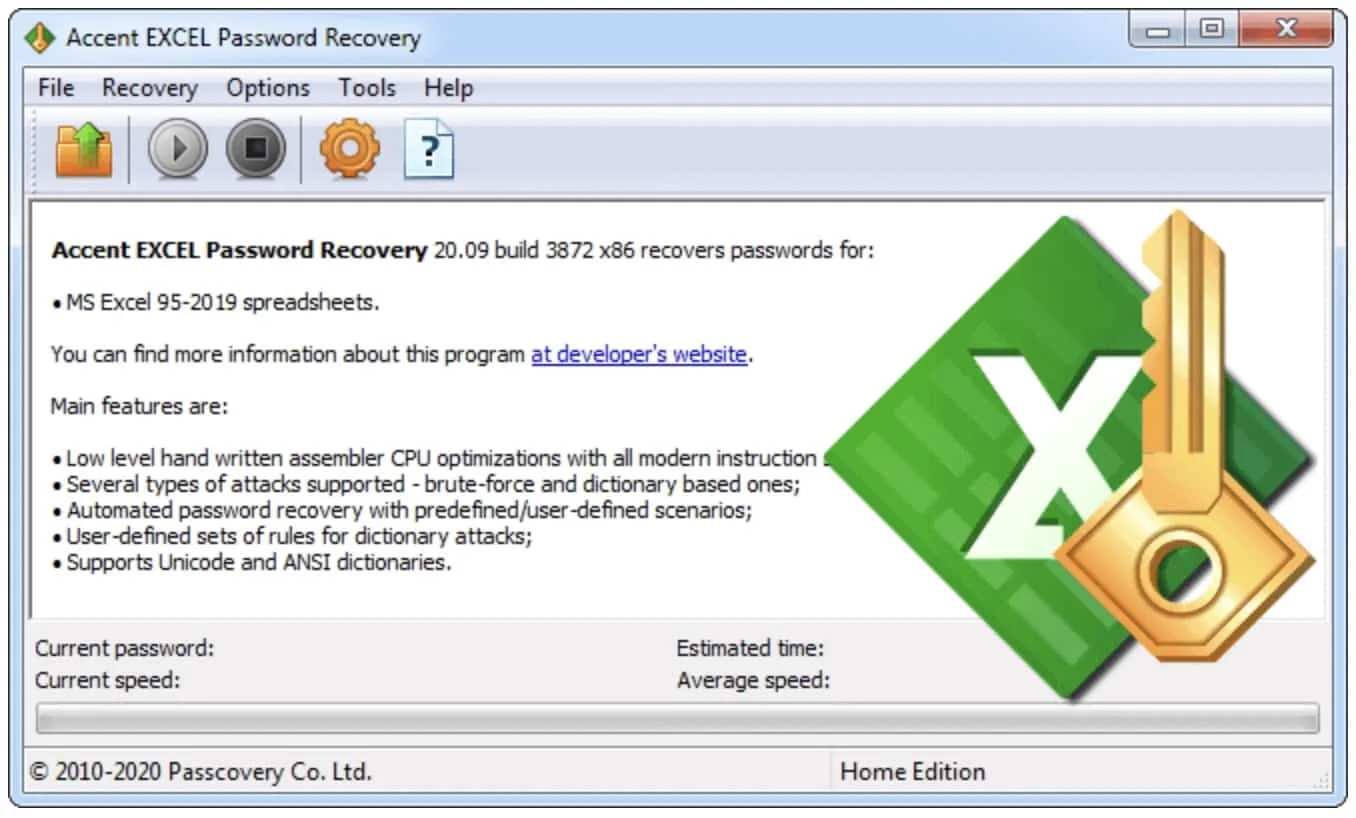 supprimer mot de passe accent excel password recovery