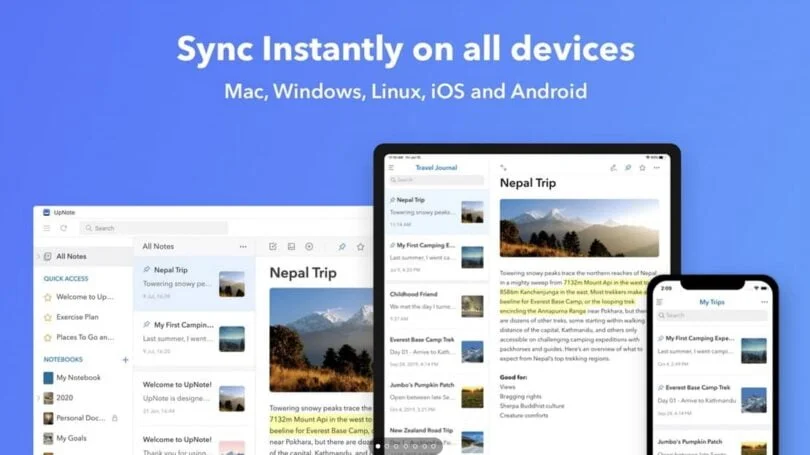 upnote prise de note linux