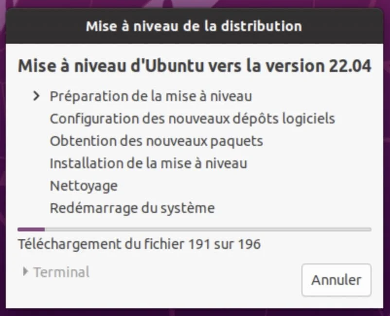 mise a niveau ubuntu 22.04