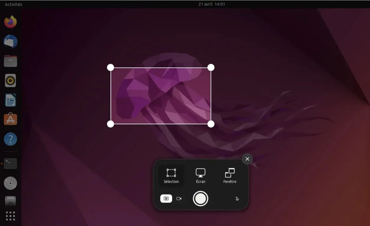 nouveau capture ecran ubuntu 22.04