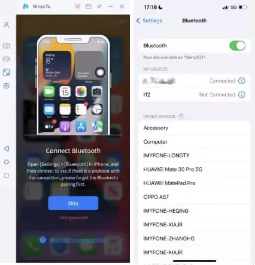 imyfone mirrorto bluetooth