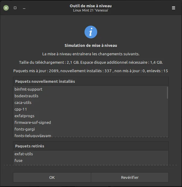 mise a jour linux mint 21
