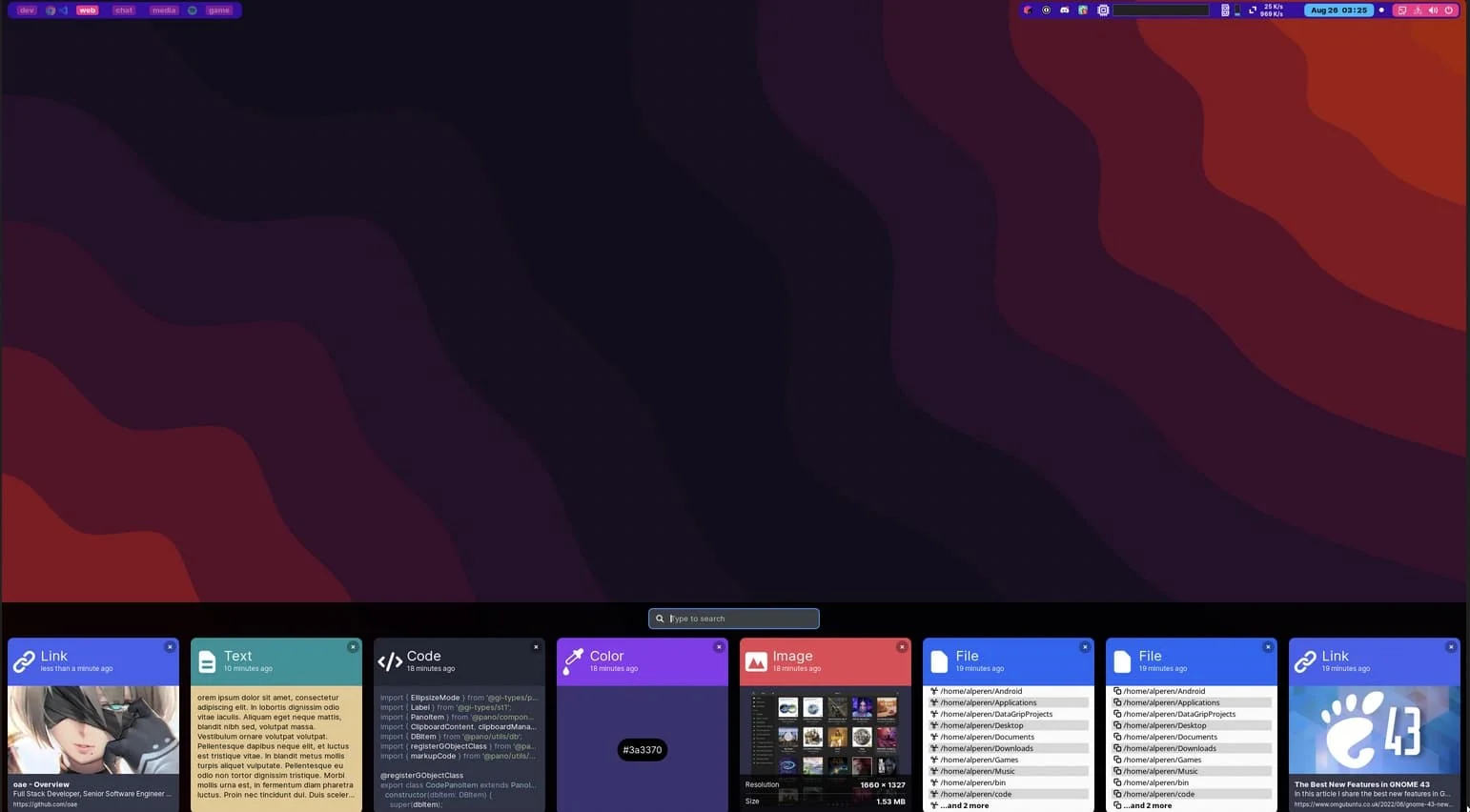 pano gestionnaire presse papiers gnome linux