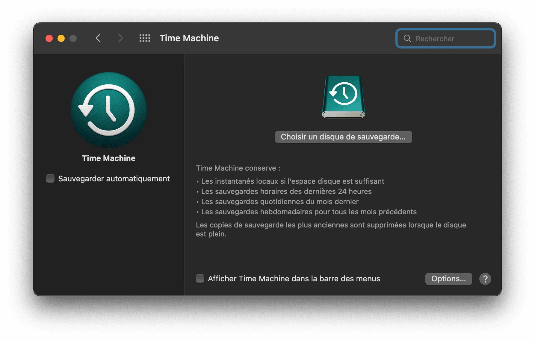 sauvegarde mac time machine