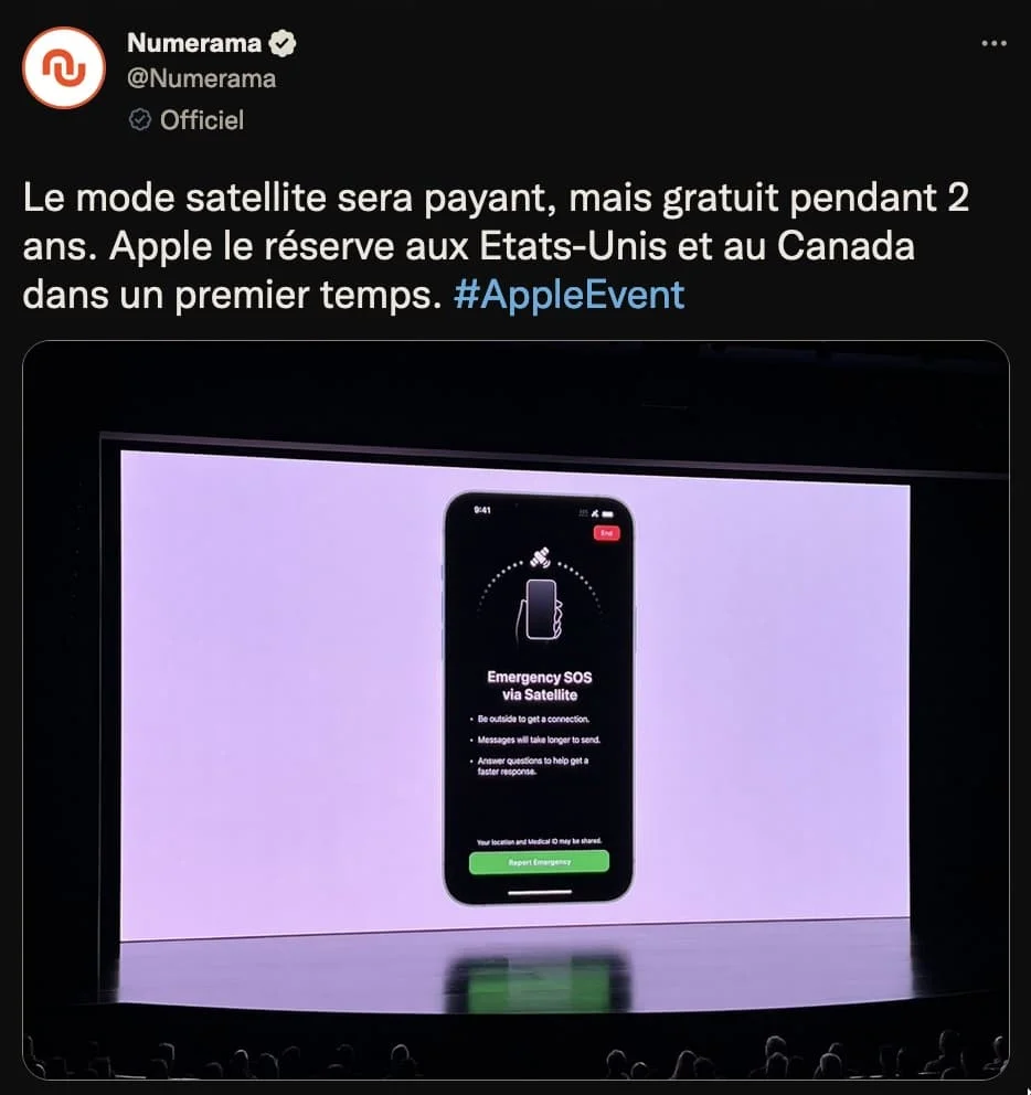 mode satellite iphone 14