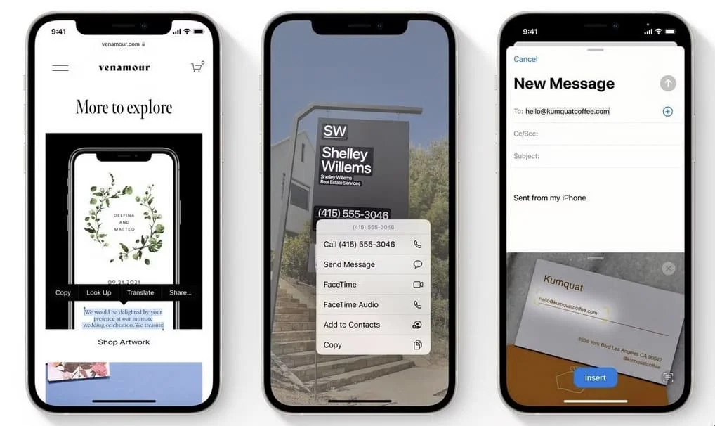 texte en direct ios 15