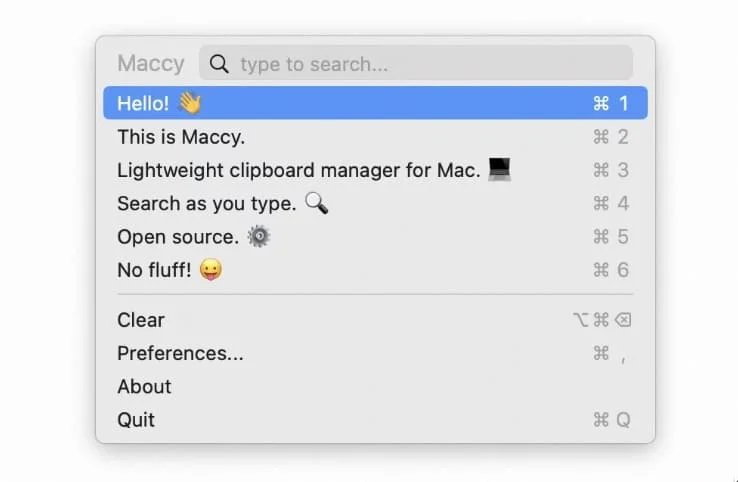 application presse papiers maccy pour mac
