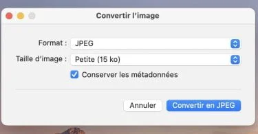 action rapide mac convertir image