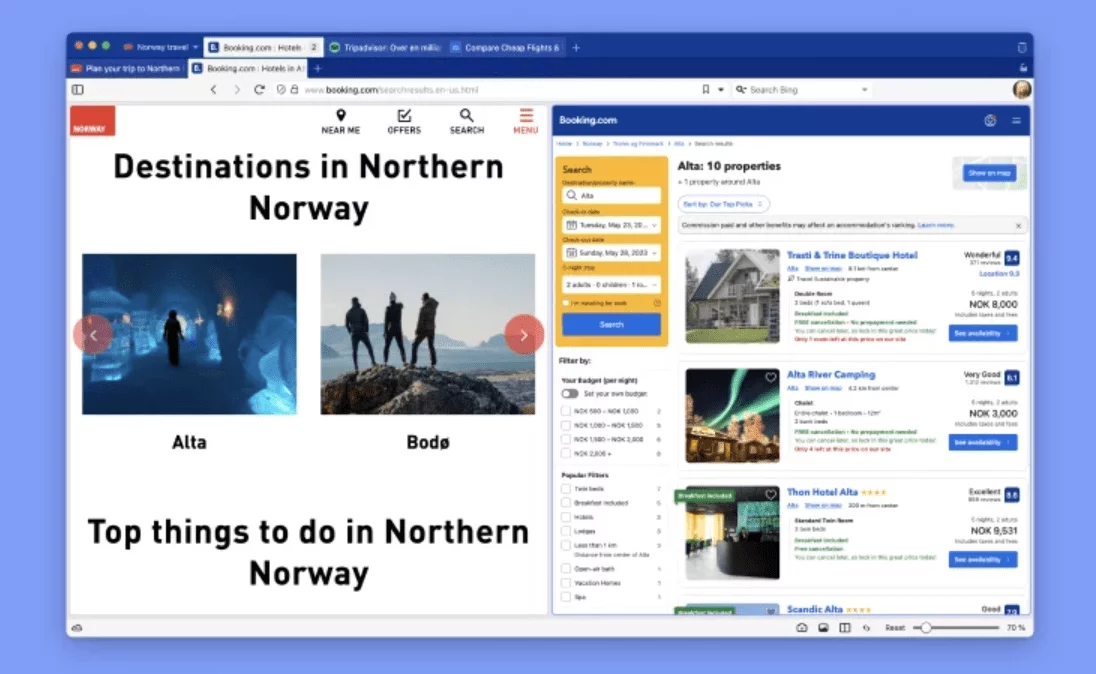 espace de travail navigateur vivaldi