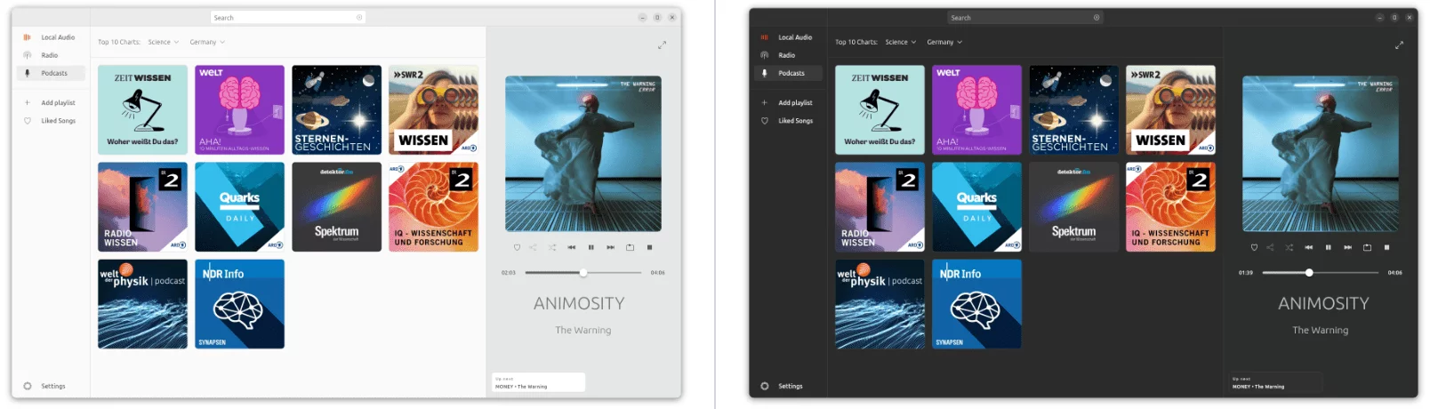 interface sombre musicpod