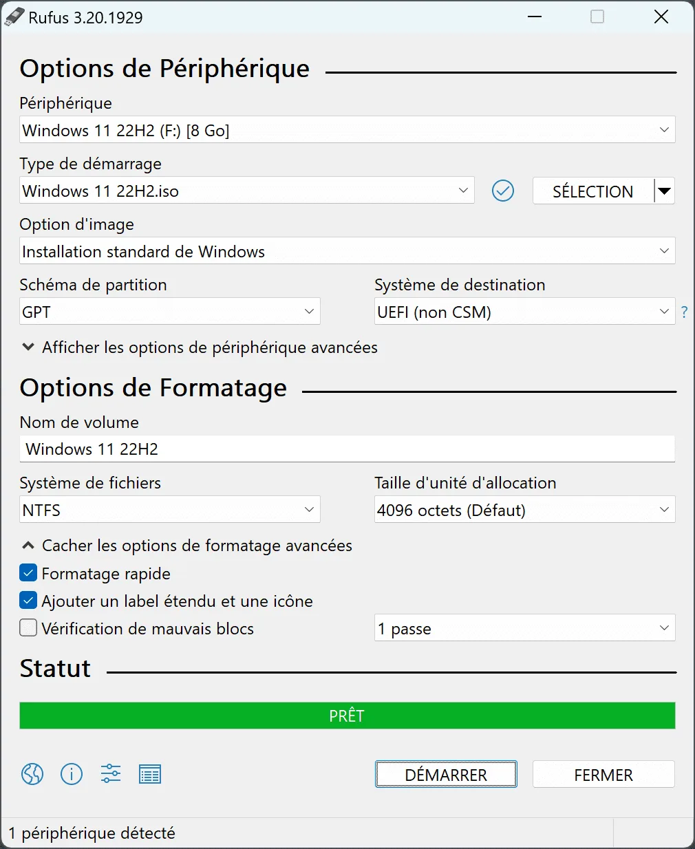 rufus cle usb bootable